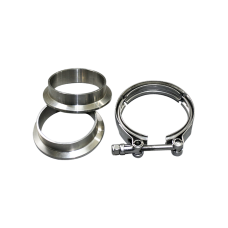 2.5" V-Band Clamp + 2.5" I.D. Flanges (2 Flanges) , 304 Stainless Steel , CNC Billet Flange